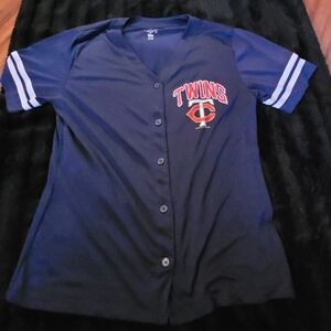 Twins Women's Navy Blue Baseball Shirt